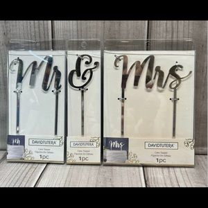 David Tutera Wedding Cake Topper Mr & Mrs 3 Seperate Pieces Mirrored Look